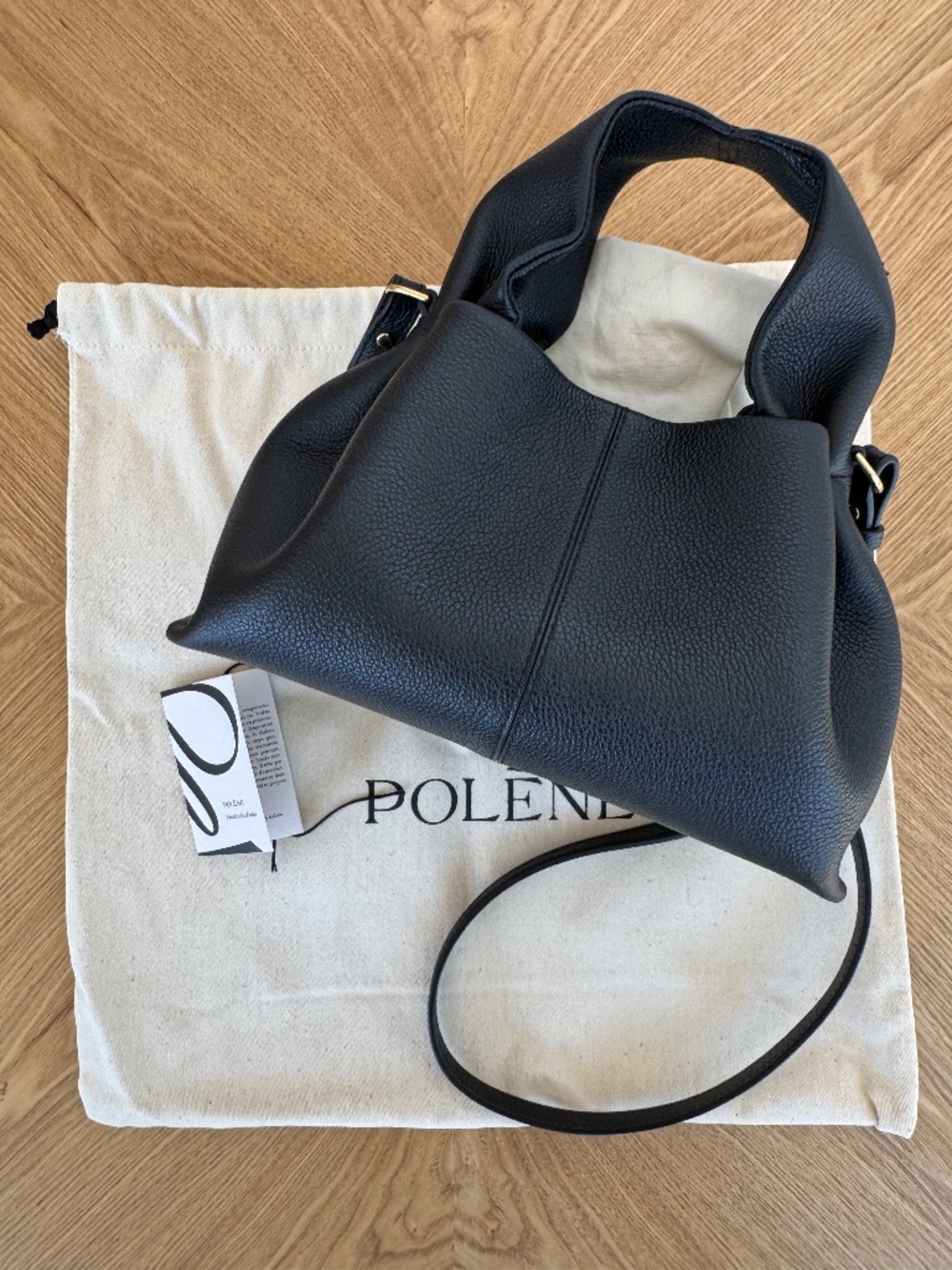 Polene Numero Neuf Mini Textured Black